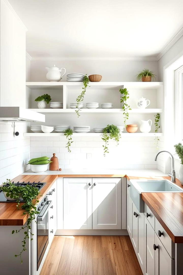 Open White Shelving - 30 Small White Kitchen Ideas