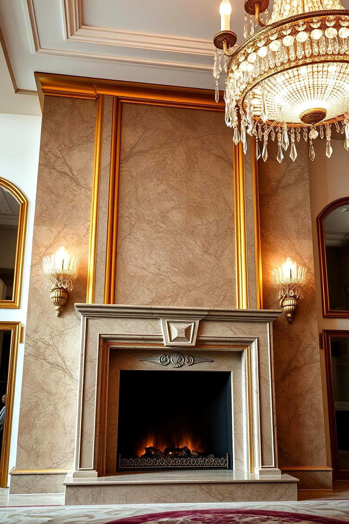 Opulent Gold Fusion - 21 Stone Fireplace Ideas