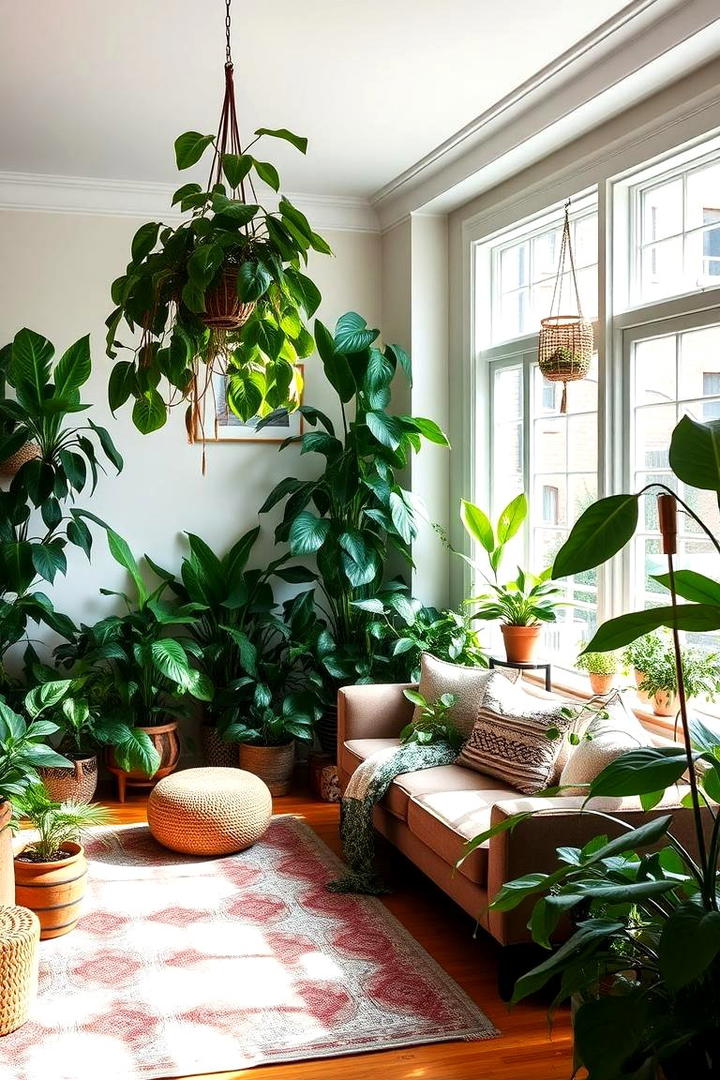 Organic Indoor Greenery - 30 Boho Living Room Ideas