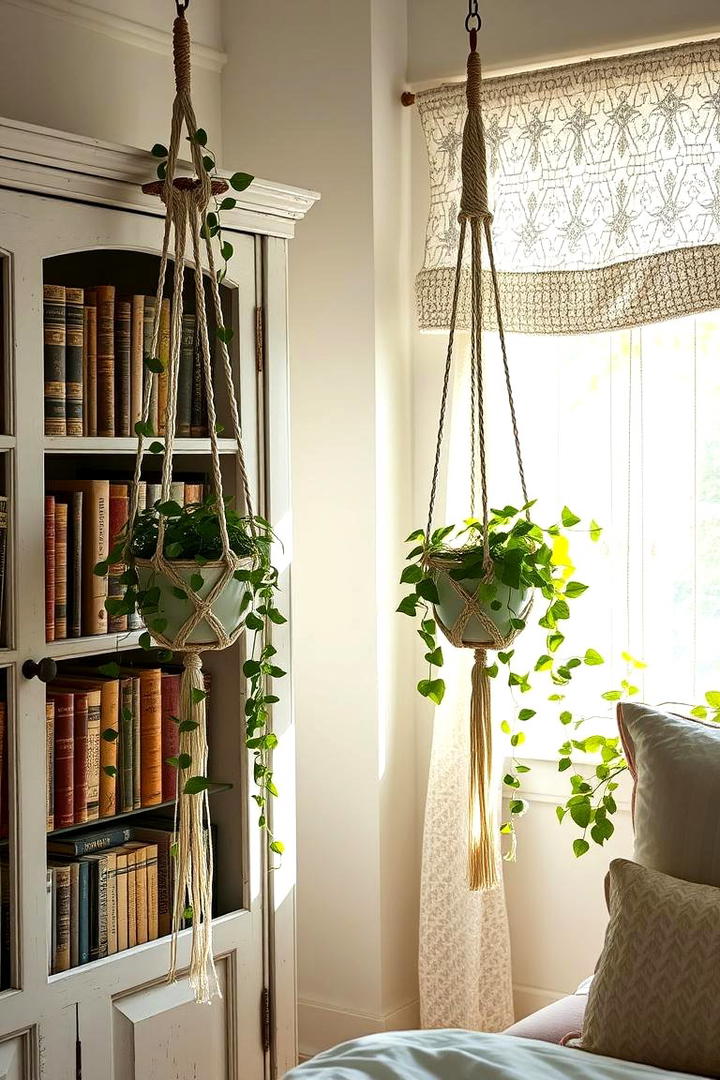 Organic Indoor Plant Arrangement - 30 Shabby Chic Bedroom Ideas