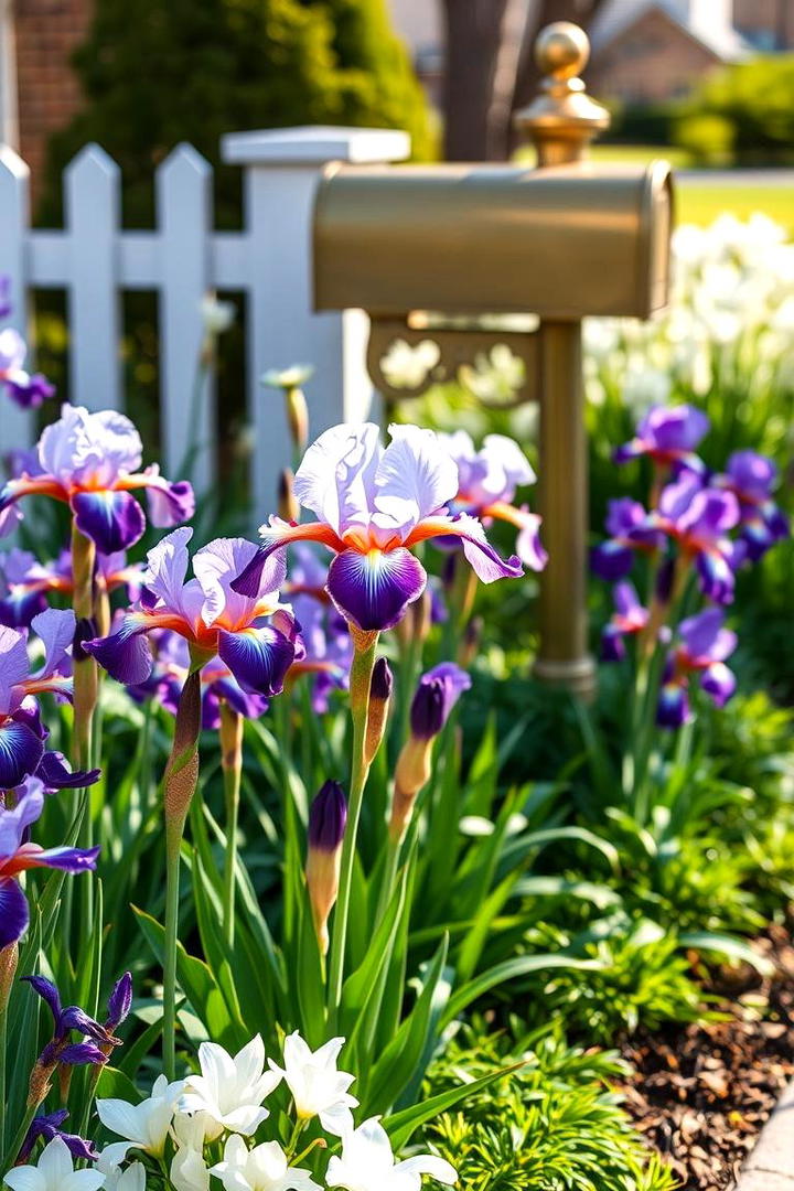 Ornamental Iris Borders - 30 Mailbox Landscaping Ideas