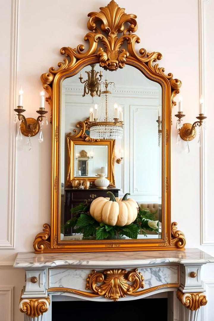 Ornate Mirror Backdrop - 30 Fall Mantel Decor Ideas