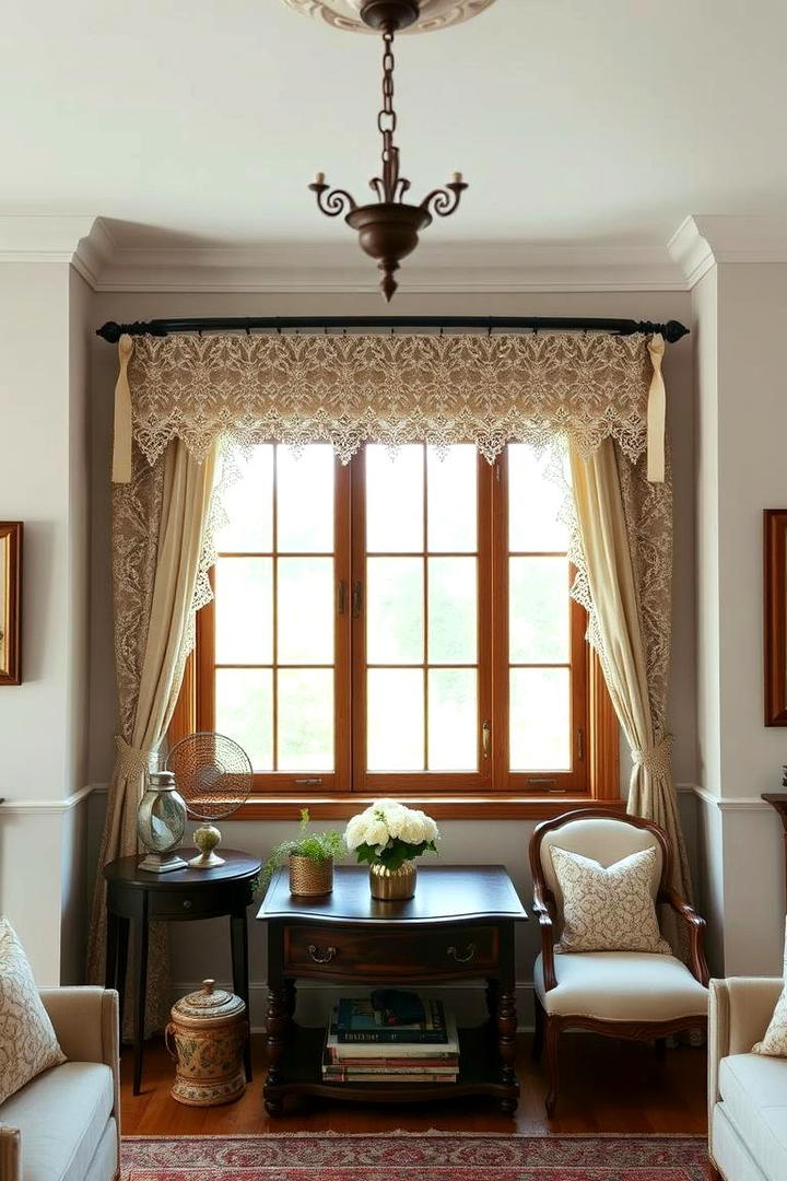 Ornate Window Treatments - 21 Country Living Room Ideas