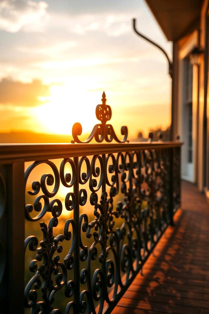 Ornate Wrought Iron Elegance - 30 Metal Deck Railing Ideas