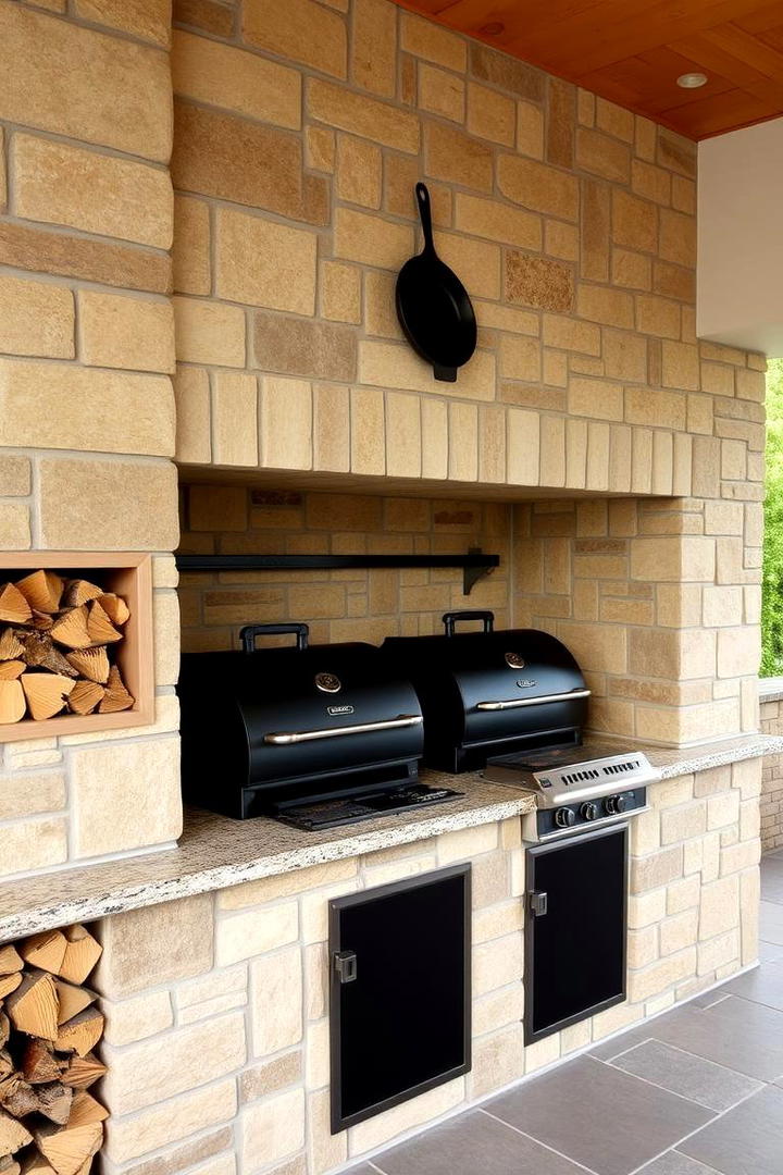 Outdoor Barbecue Station - 30 Rustic Outdoor Kitchen Ideas