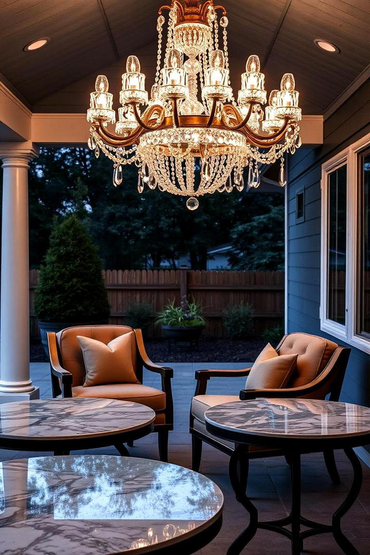 Outdoor Chandelier Glam - 30 Front Porch Lighting Ideas