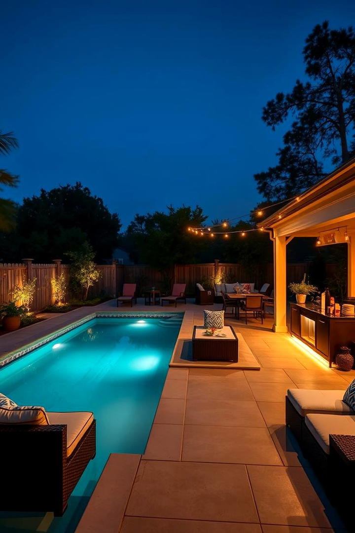 Outdoor Entertaining Area by the Pool - 21 Backyard Pool Ideas on a Budget