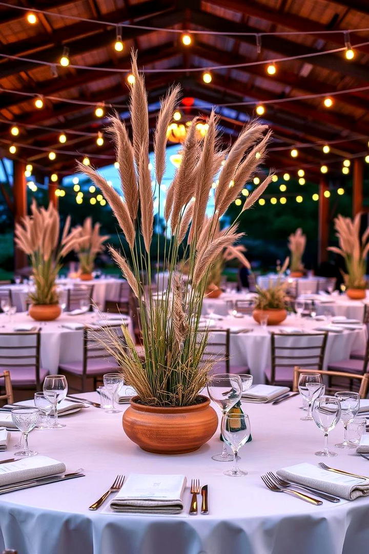 Outdoor Reception with Pampas Flair - 30 Pampas Grass Wedding Decor Ideas