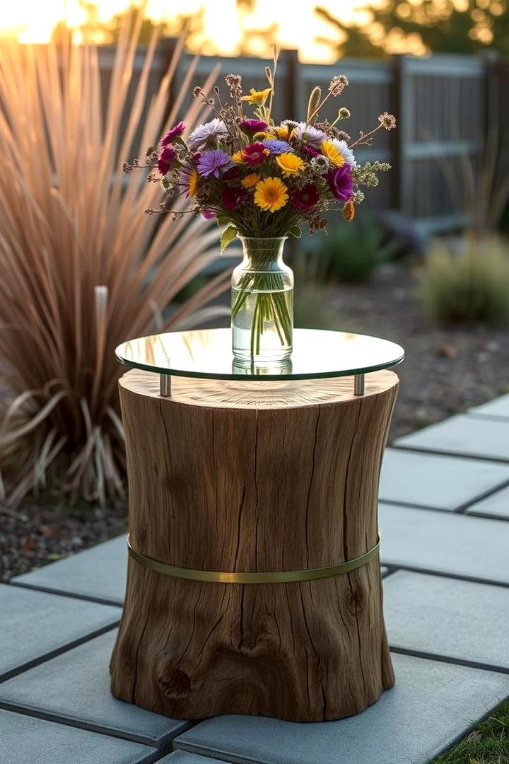 Outdoor Side Table - 21 Tree Stump Decorating Ideas