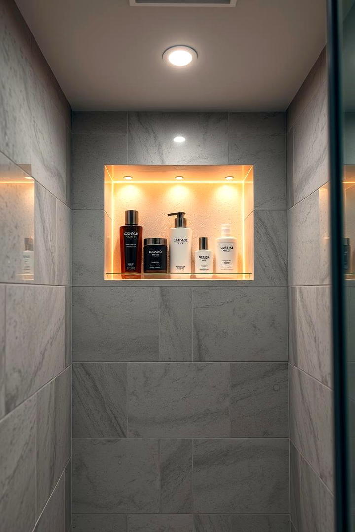 Overhead Niches for Elevated Storage - 30 Shower Storage Ideas