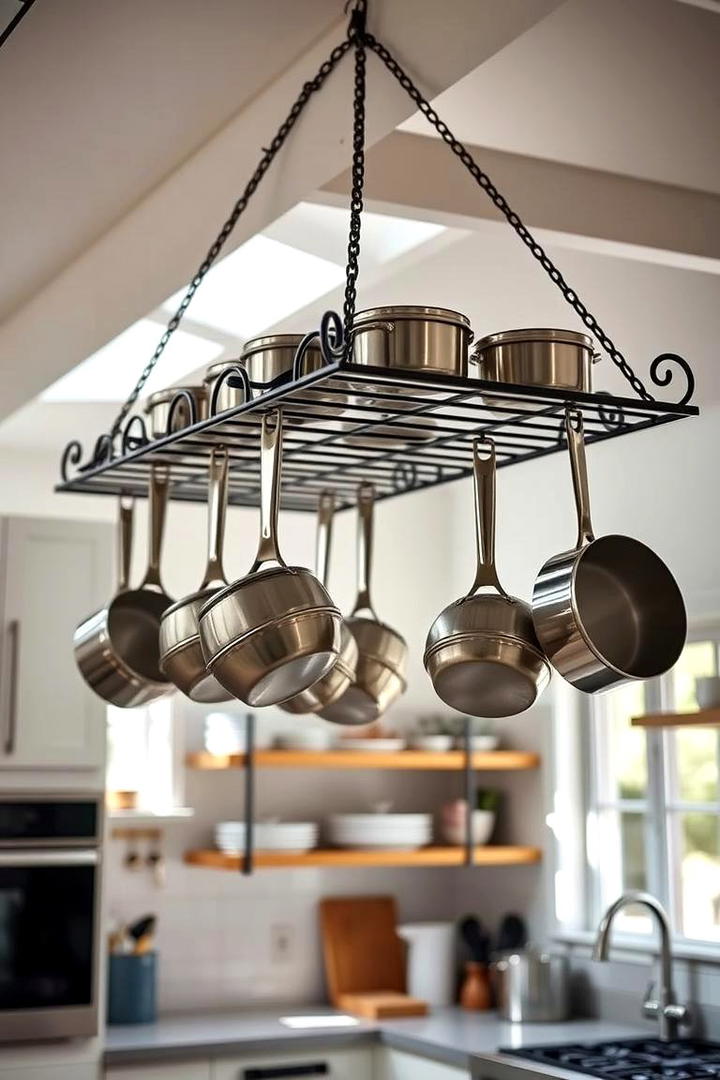 Overhead Pot Racks - 21 Kitchen Cabinet Organization Ideas