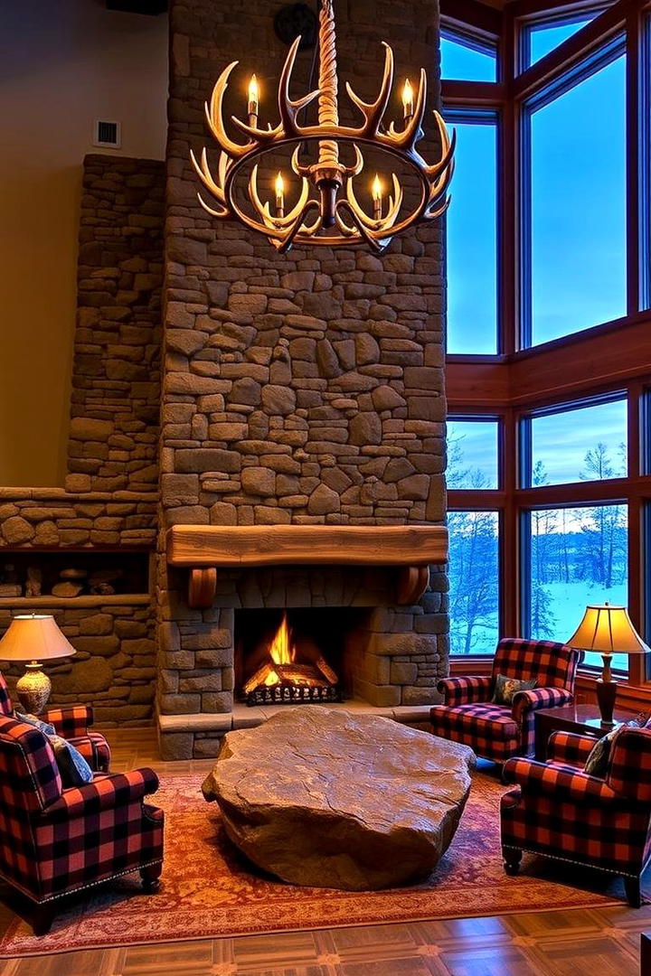 Oversized Stone Feature - 30 Farmhouse Fireplace Ideas