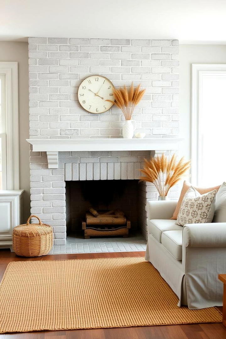 Painted Brick Charm - 30 Farmhouse Fireplace Ideas