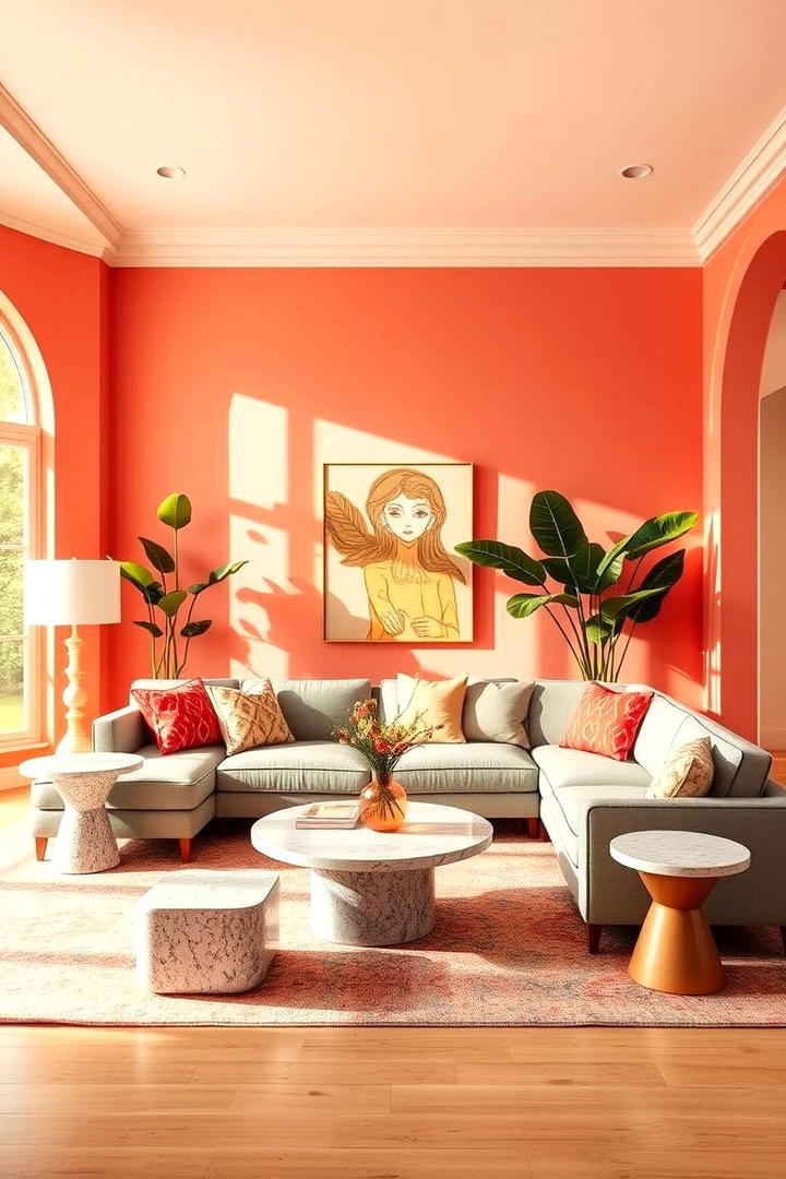 Pastel Coral Living Space - 30 Pastel Colour Ideas for Your Home