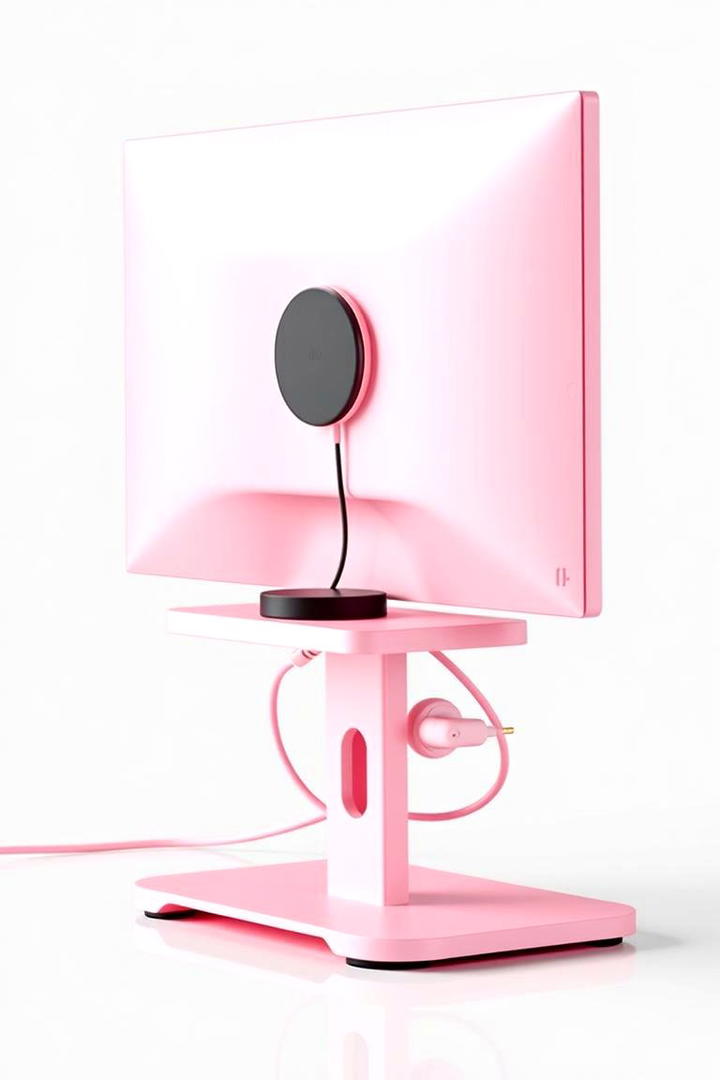 Pastel Pink Monitor Stand Design - 30 Pink Gaming Setup Ideas