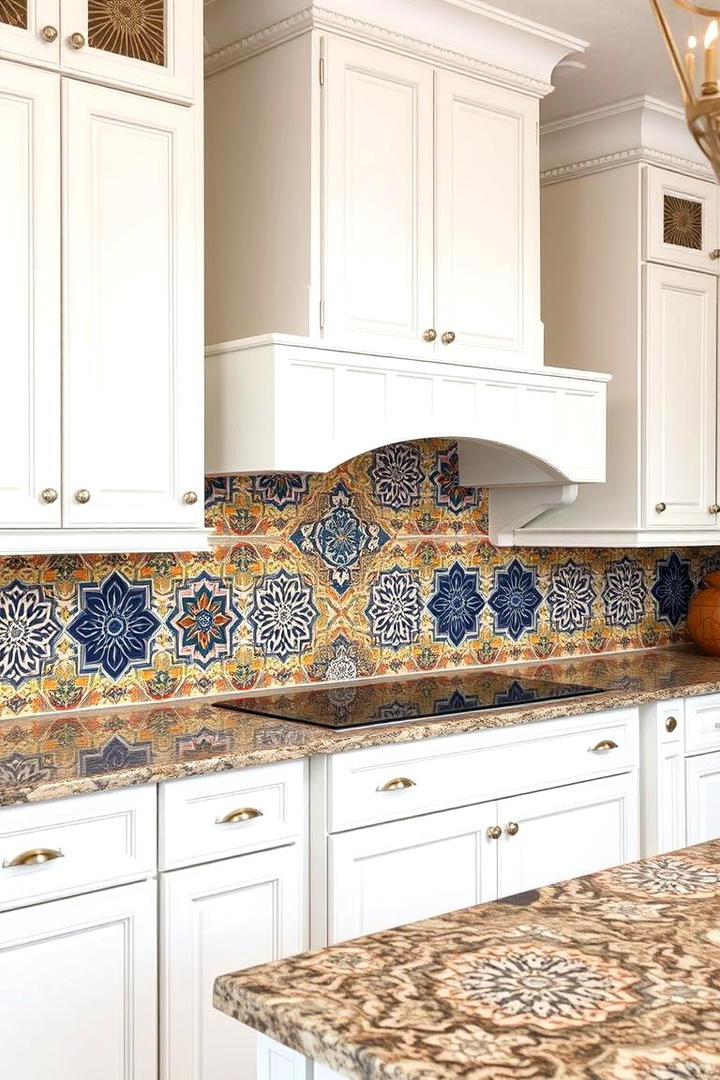 Patterned Ceramic Artistry - 21 Backsplash Ideas for White Cabinets and Granite Countertops