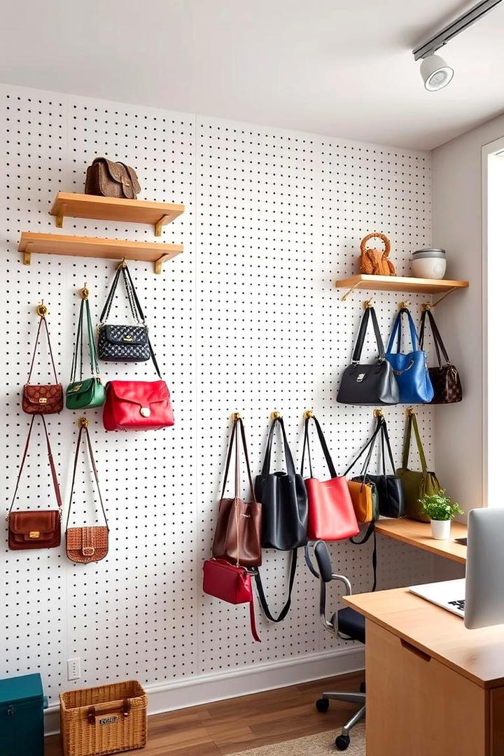 Pegboard Purse Display - 30 Purse Storage Ideas