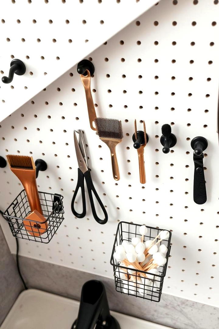 Pegboards for Customizable Organization - 21 Small Bathroom Storage Ideas