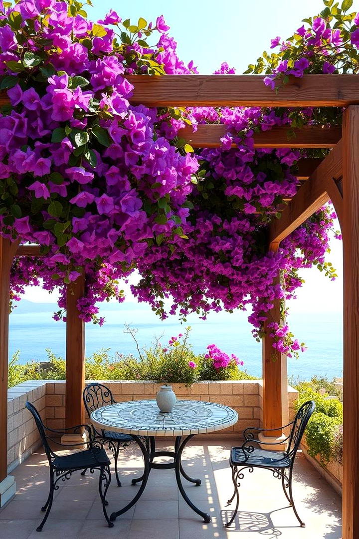 Pergola with Draping Bougainvillea - 30 Greek Garden Ideas