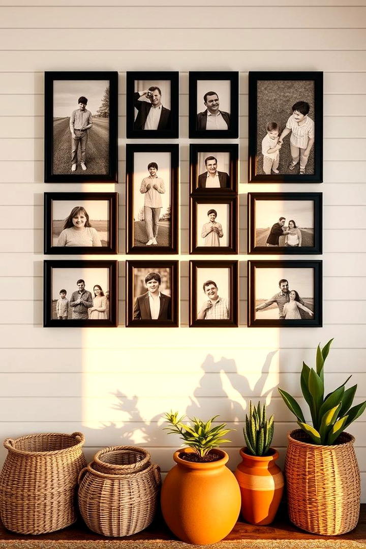 Personalized Family Portrait Wall - 30 living room wall decor ideas