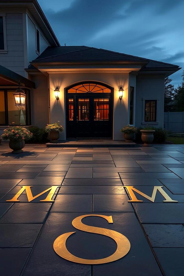 Personalized Monogram Magic - 30 Painted Concrete Patio Ideas