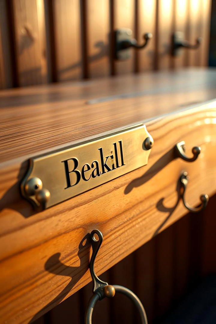 Personalized Nameplate Bench - 30 Mudroom Bench Ideas