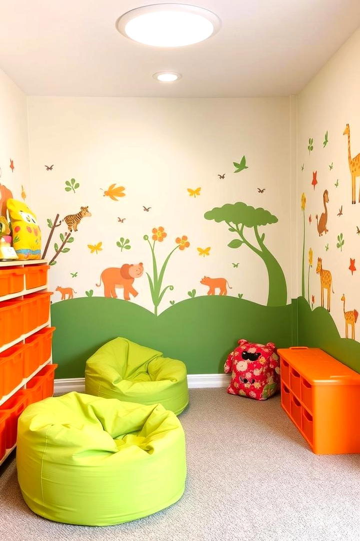 Playful Green and Orange Kids Living Space - 30 Green and Orange Living Room Ideas