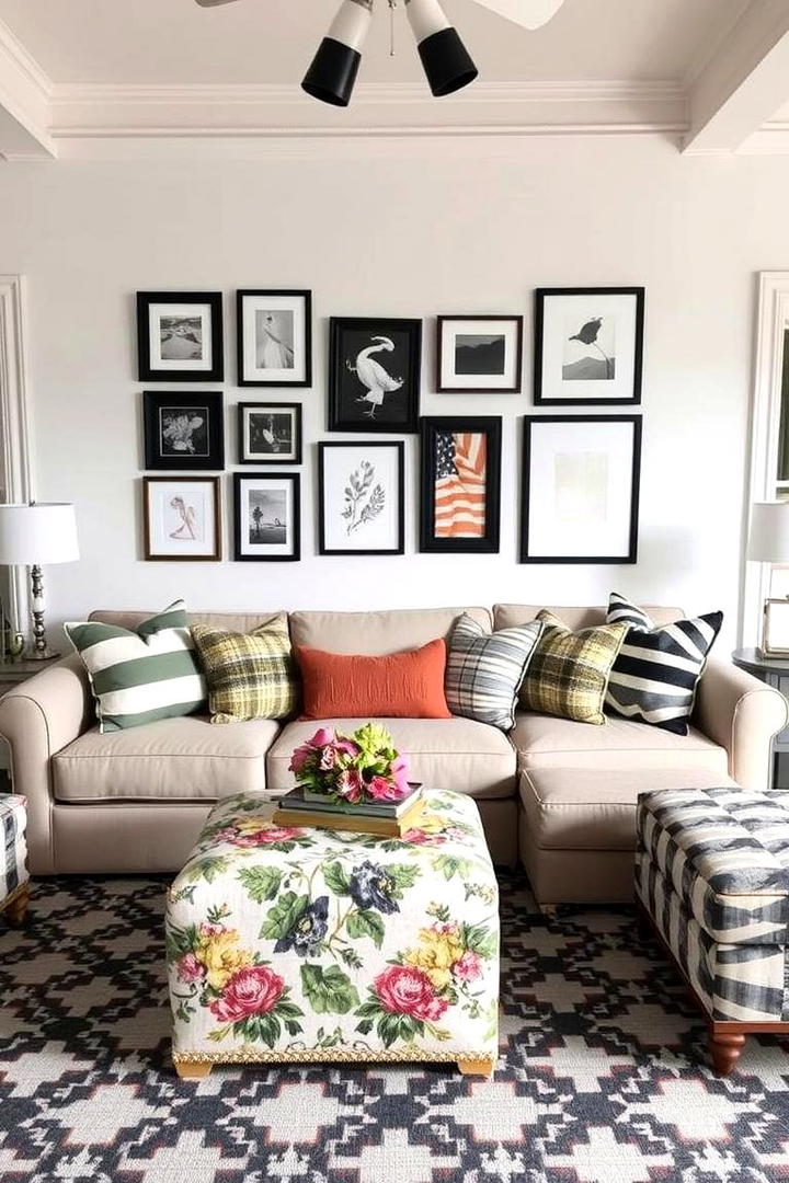 Playful Pattern Mixing - 30 Beige Couch Living Room Ideas