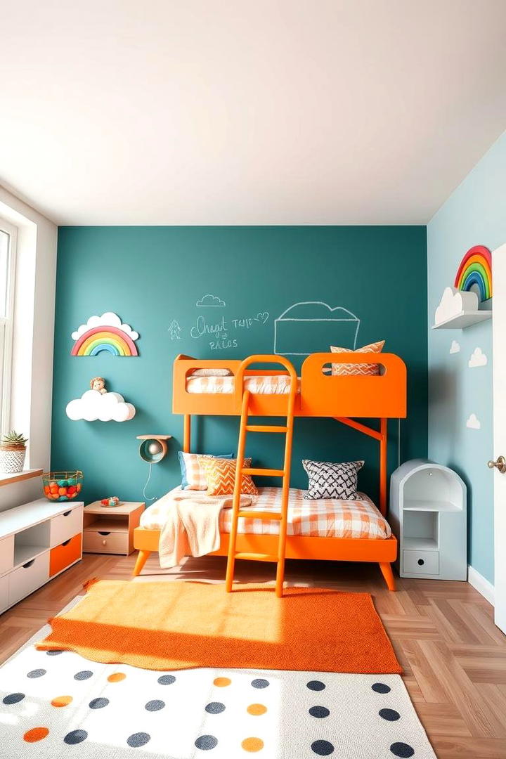 Playful Teal and Orange Kids Room - 30 Teal and Orange Color Scheme for Your Rooms