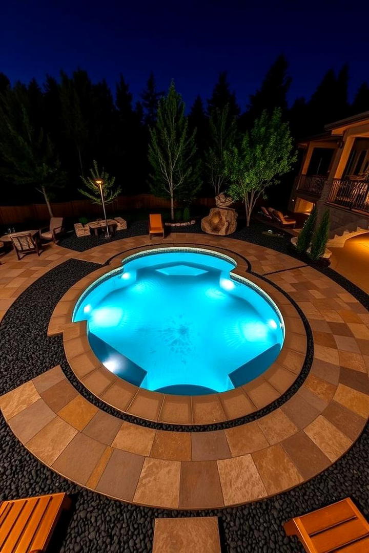 Poolside Fire Pit Integration - 30 Pavers Around Pool Ideas