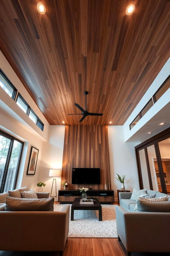 Pop Ceiling with Wooden Panels - 17 Pop Ceiling Design Ideas