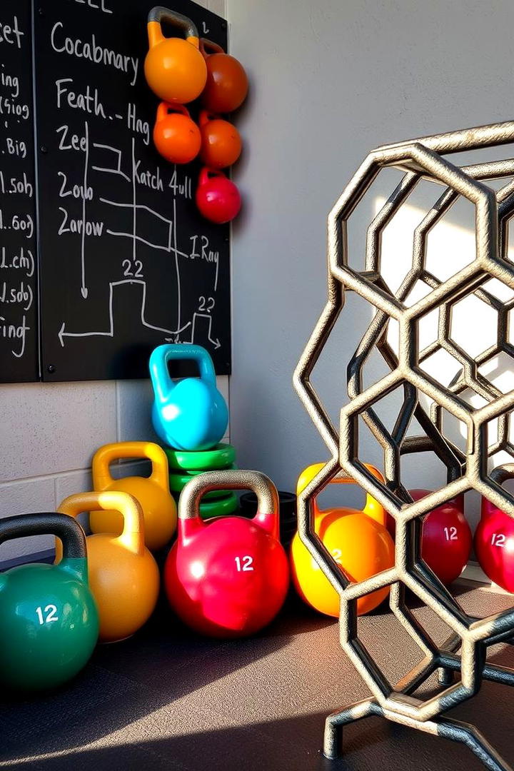 Portable Kettlebell Corner - 30 Small Home Gym Ideas