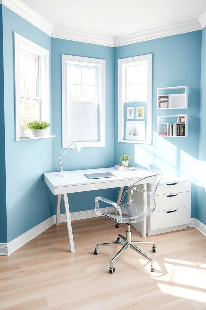 Powder Blue Office Space - 30 Pastel Colour Ideas for Your Home