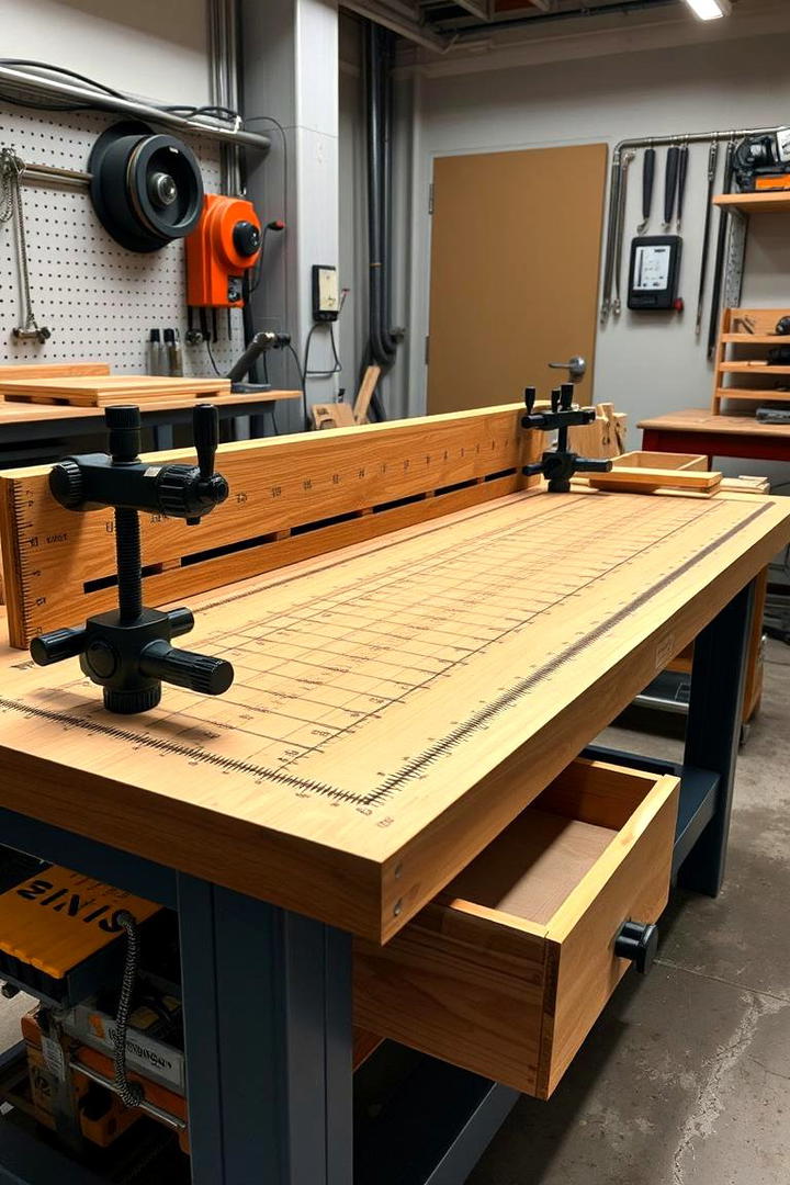 Precision Workbench with Laser Cut Features - 30 Garage Workbench Ideas