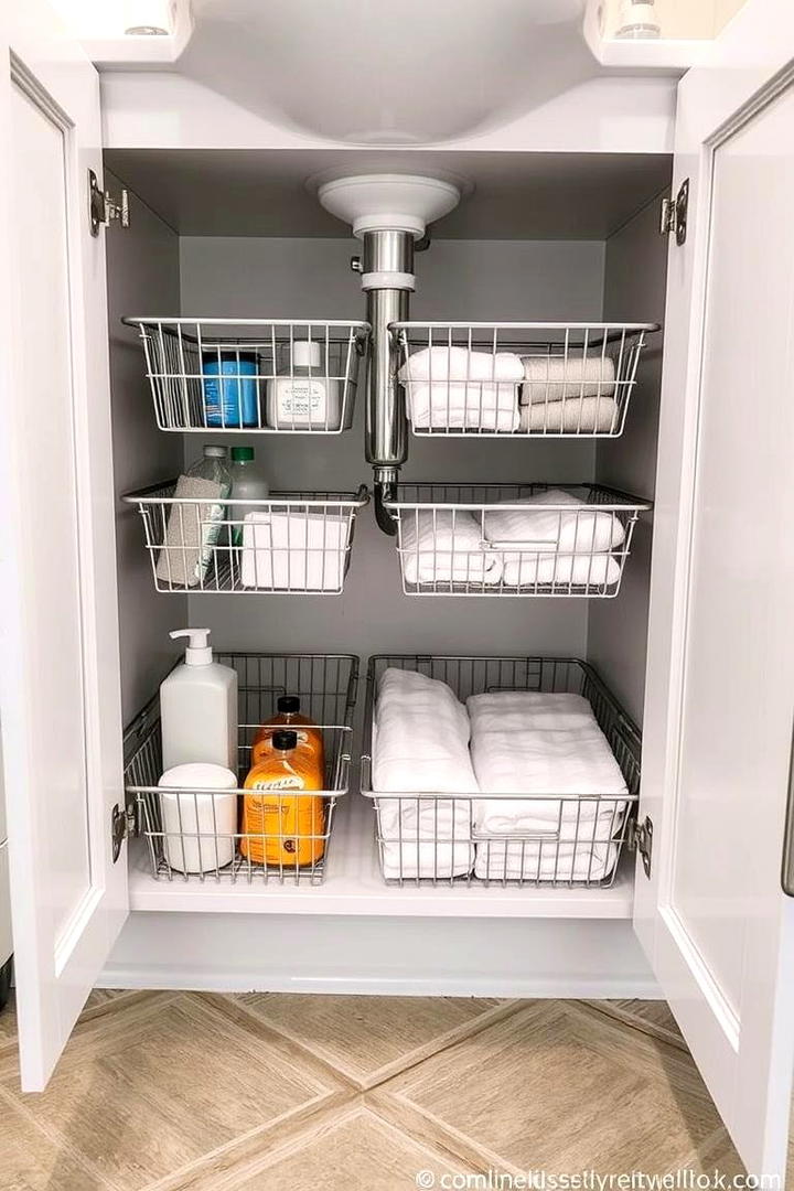 Pull Out Baskets Easy Access Utility - 21 Bathroom Organization Ideas