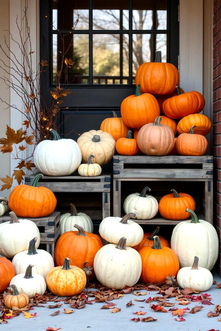 Pumpkin Display Arrangement - 21 Thanksgiving Decor Ideas