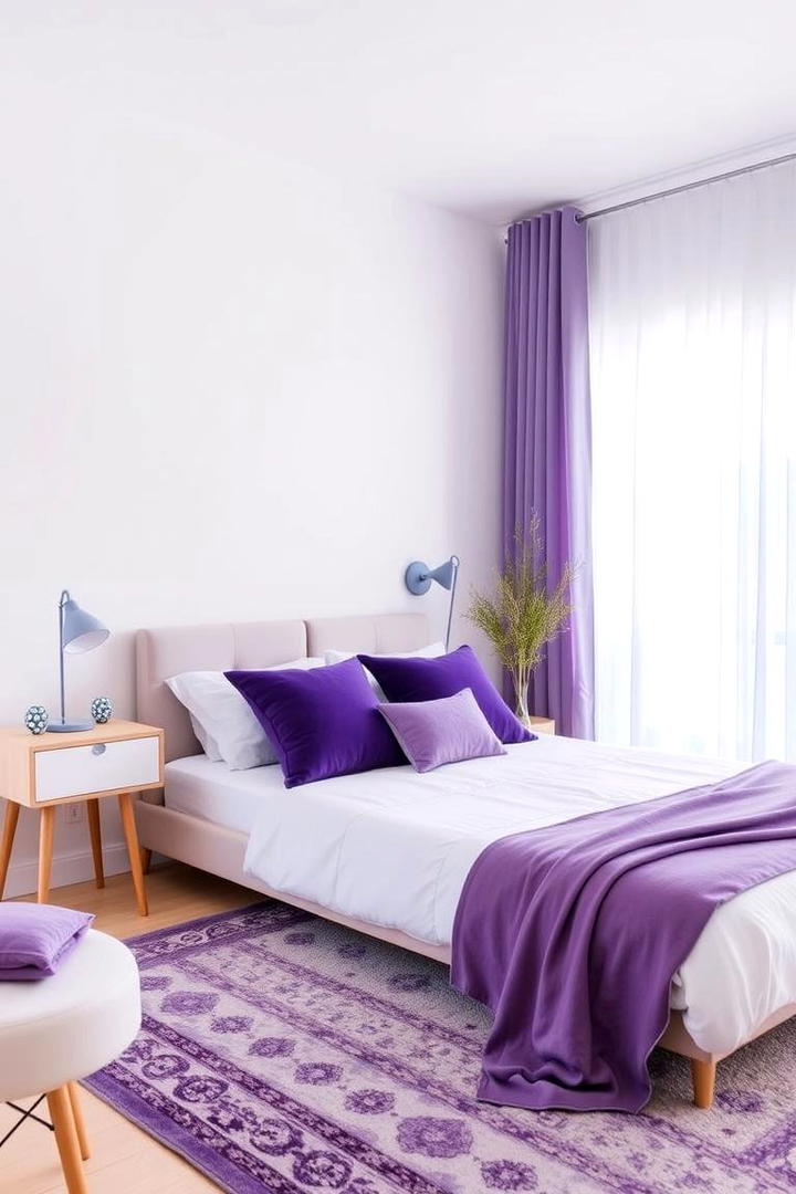 Purple Accents in a Minimalist Bedroom - 17 Purple Bedroom Ideas