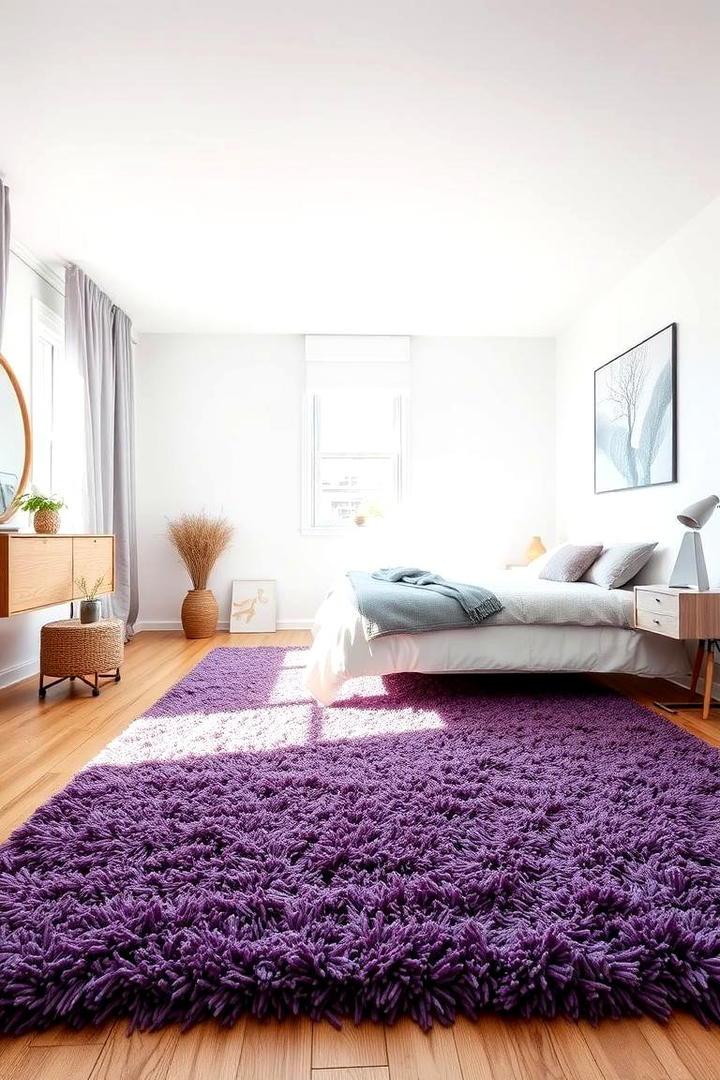 Purple Shag Rug for Comfort and Style - 17 Purple Bedroom Ideas