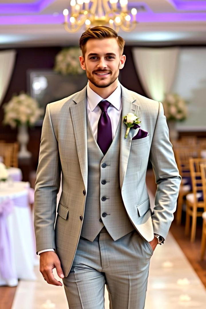 Purple Wedding Attire for the Groom - 17 Purple Wedding Theme Ideas