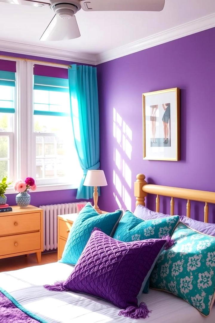 Purple and Teal Color Fusion - 17 Purple Bedroom Ideas