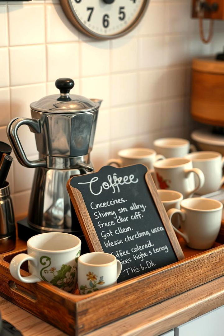 Quaint Coffee Station Setup - 30 Cottage Kitchen Ideas