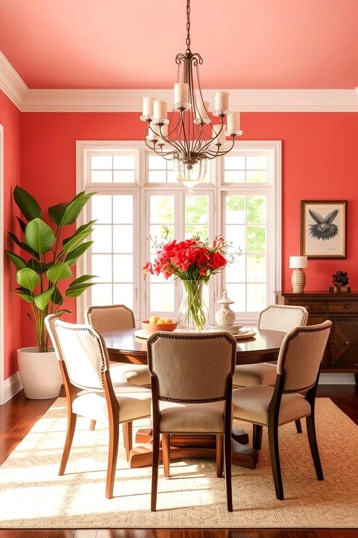 Radiant Coral Glows - 21 Dining Room Paint Colors