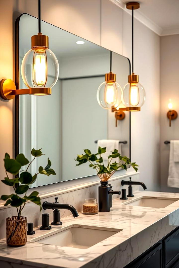 Radiant Gold Lighting - 30 Gold Bathroom Ideas