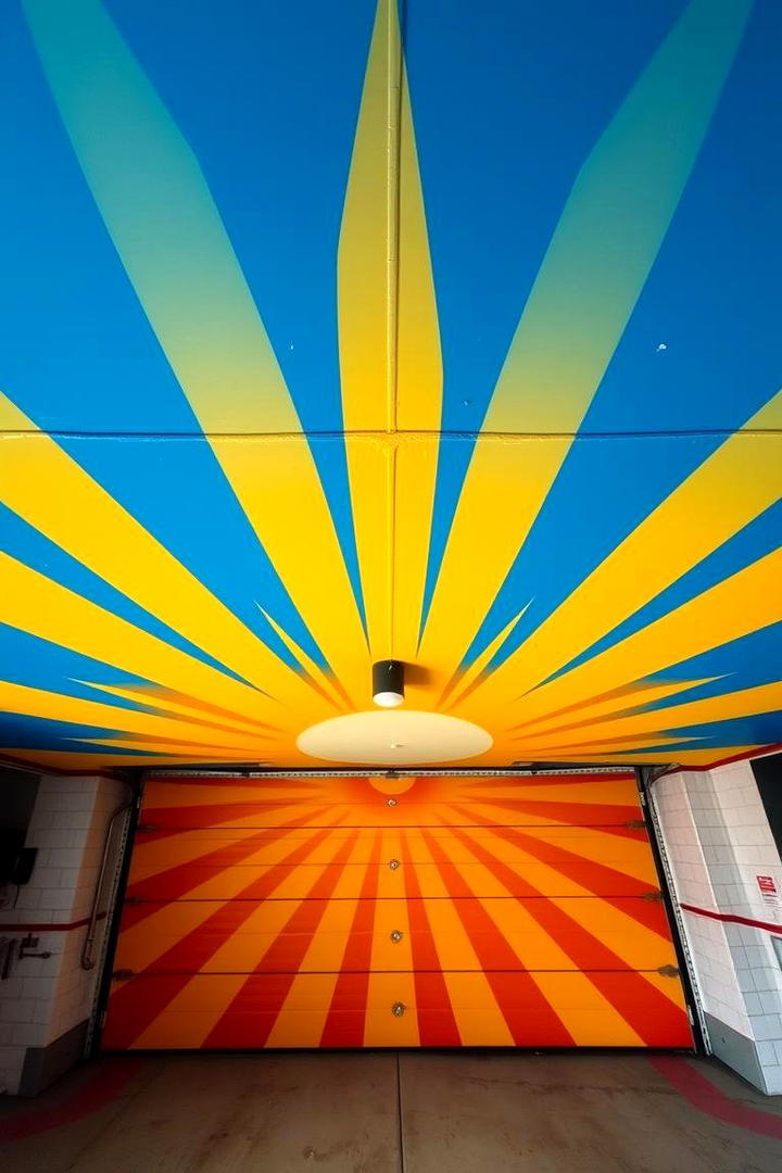 Radiant Sunburst Design - 30 Garage Wall Paint Ideas