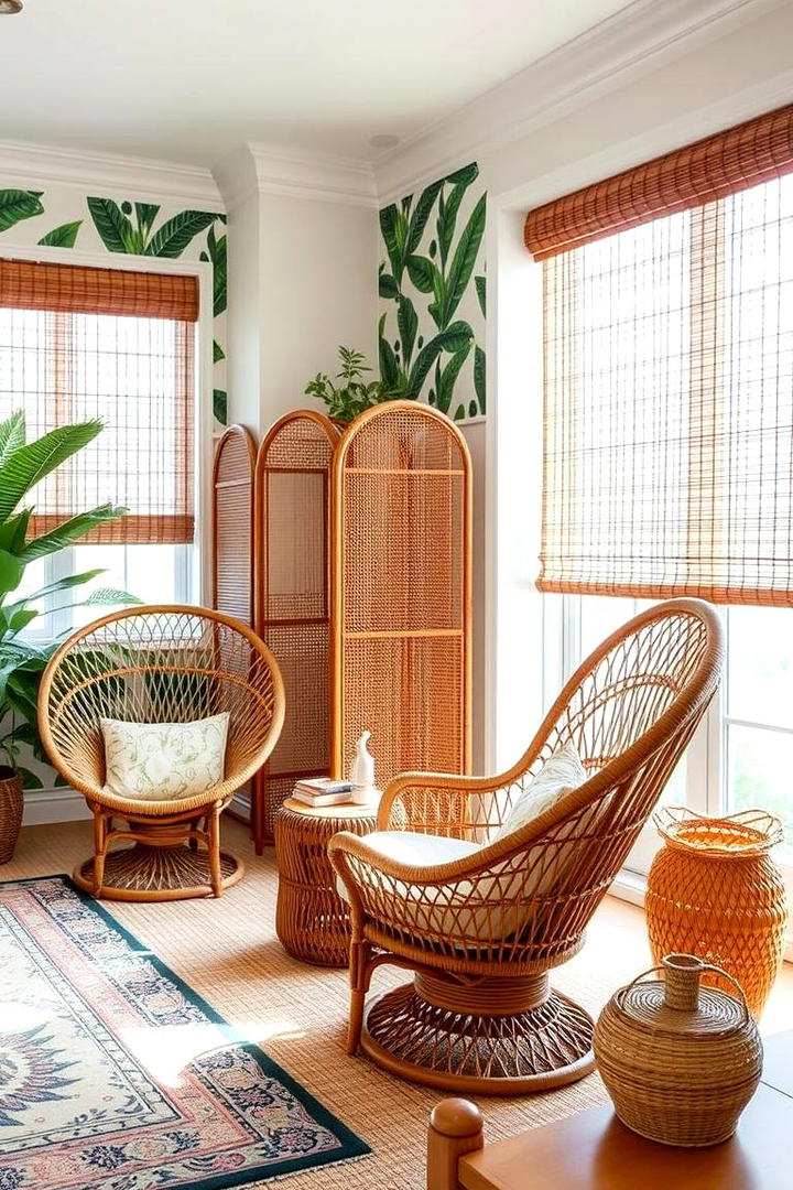 Rattan and Wicker Furnishings - 30 Boho Living Room Ideas