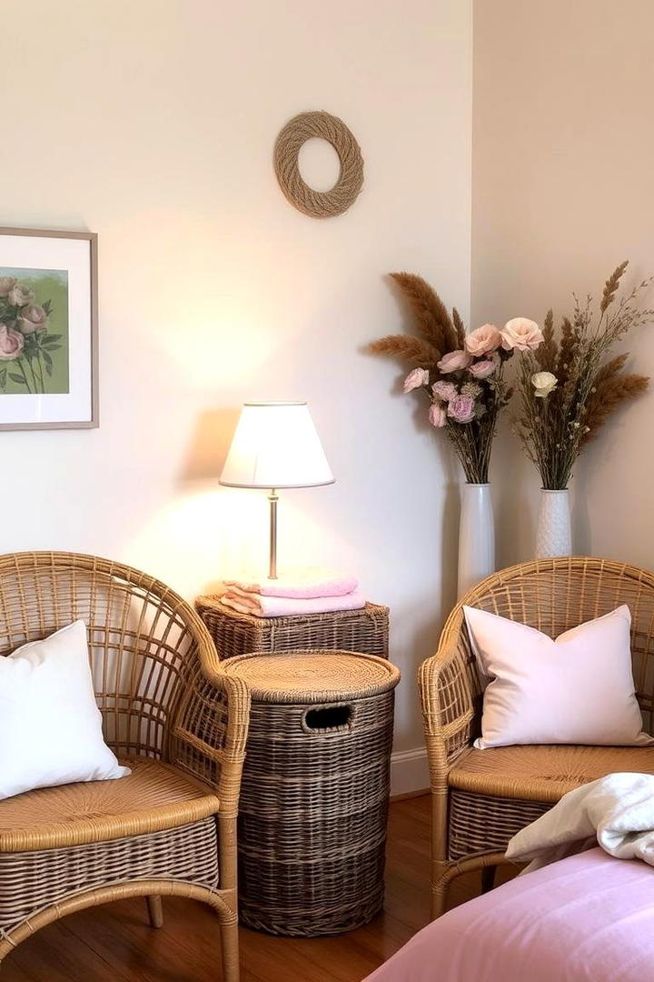 Rattan and Wicker Furniture Charm - 30 Shabby Chic Bedroom Ideas