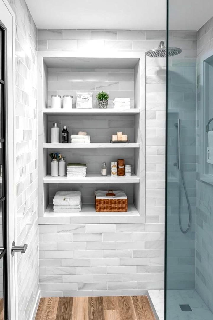 Recessed Shelving Units - 21 Small Shower Ideas