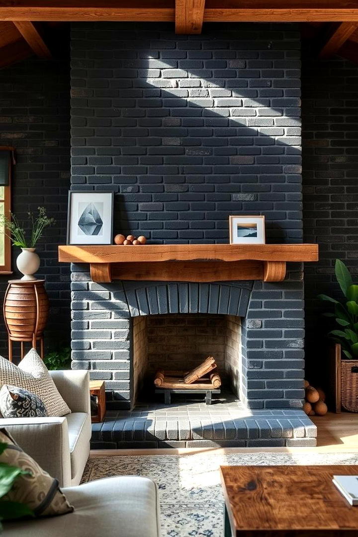 Reclaimed Material Black Brick Fireplace - 30 Black Brick Fireplace Ideas