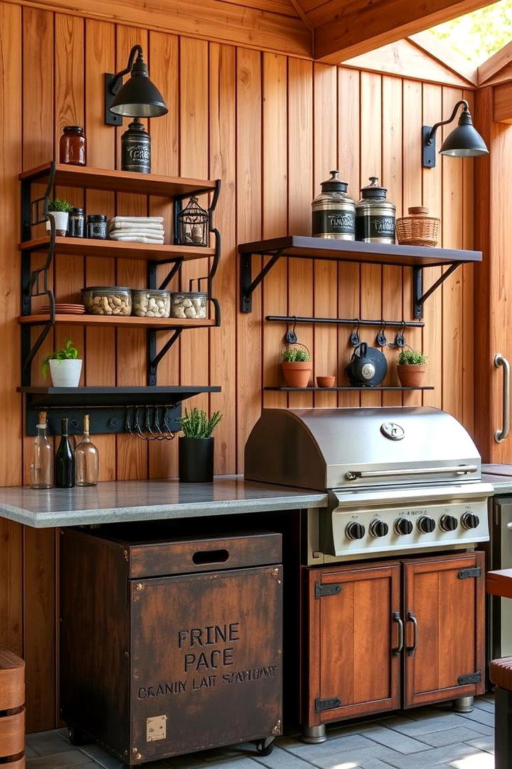 Reclaimed Metal Accents - 30 Rustic Outdoor Kitchen Ideas