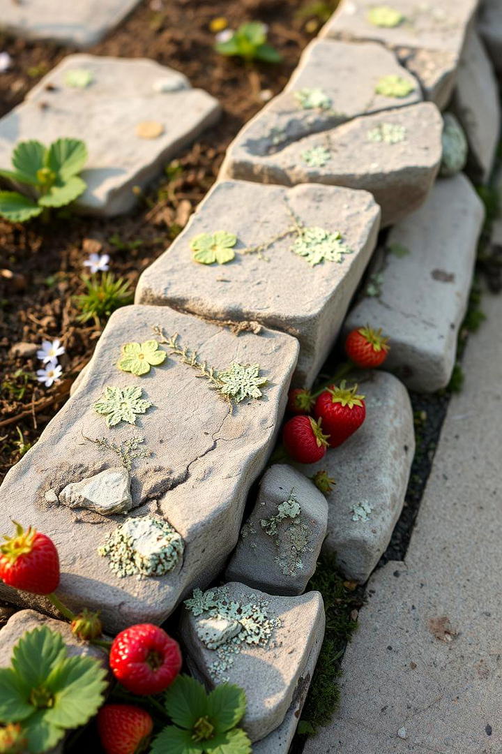 Reclaimed Stone Garden Line - 30 Stone Garden Edging Ideas